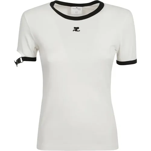 Womens Clothing T-Shirts Polos Heritage /black Noos , female, Sizes: XS - Courrèges - Modalova