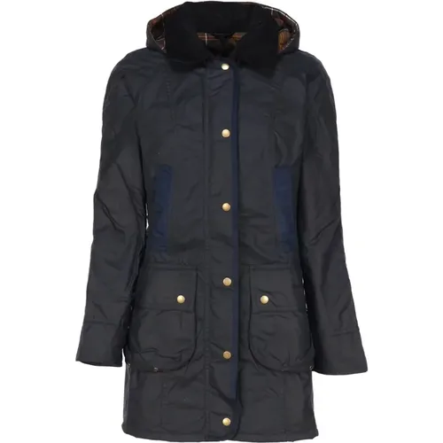 Navy Waxed Jacket with Cord Collar , female, Sizes: S, L, XS, M - Barbour - Modalova