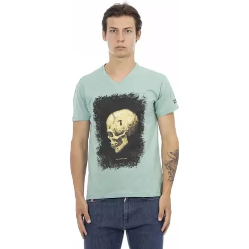 Elegantes T-Shirt mit V-Ausschnitt , Herren, Größe: 2XL - Trussardi - Modalova