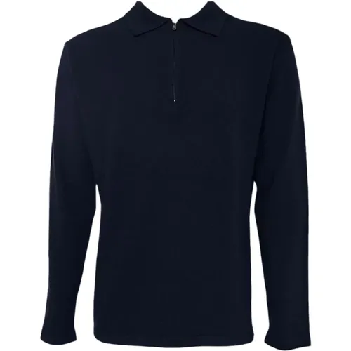 Half Zip Polo Navy Wolle Kaschmir - Daniele Fiesoli - Modalova