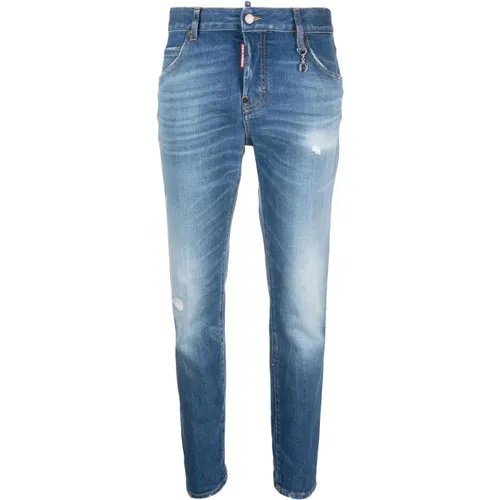 Slim-Fit Jeans with Distressed Finish , female, Sizes: XS, 2XS - Dsquared2 - Modalova