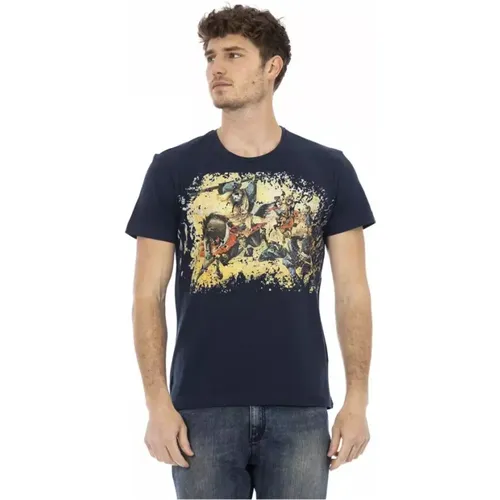 Elegantes T-Shirt mit kurzen Ärmeln Blau , Herren, Größe: 3XL - Trussardi - Modalova