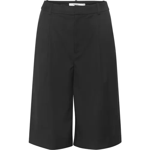 Schwarze lange Shorts mit weiten Beinen und Seitentaschen , Damen, Größe: L - Gestuz - Modalova