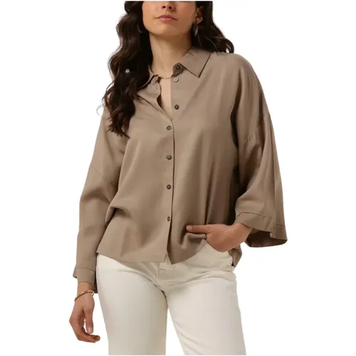 Braune Boxy Bluse für Frauen , Damen, Größe: XS - Object - Modalova