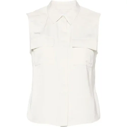 Satin Sleeveless Shirt with Details , female, Sizes: M, S, XS, 2XS - Calvin Klein - Modalova