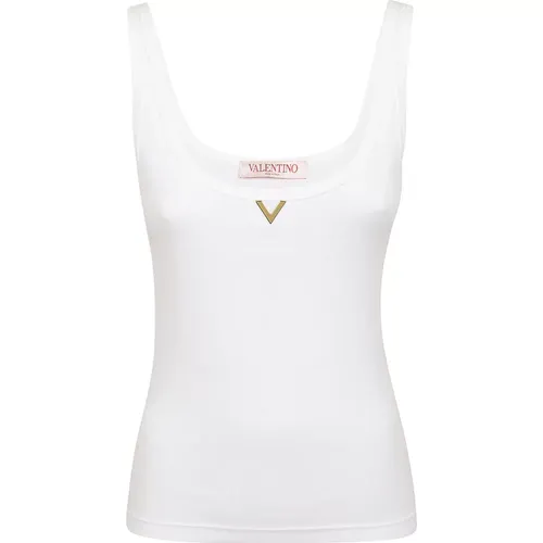 Ribbed Cotton Jersey Top , female, Sizes: S - Valentino Garavani - Modalova