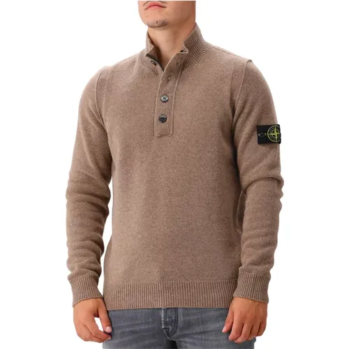 Lambswool Half Zip Strick in Walnuss , Herren, Größe: XL - Stone Island - Modalova