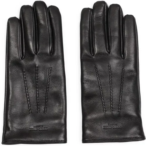 Schwarze Lederhandschuhe Eleganter Stil , Herren, Größe: XL - Giorgio Armani - Modalova