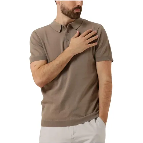 Taupe Knit Polo mit Brustprint , Herren, Größe: XS - Pure Path - Modalova