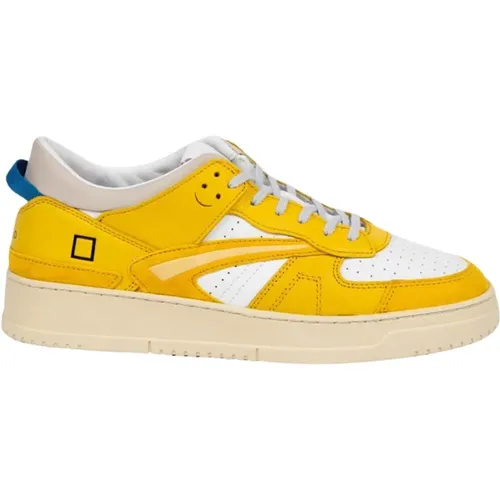 White and Yellow Torneo Sneakers , male, Sizes: 9 UK, 7 UK, 8 UK, 11 UK, 6 UK - D.a.t.e. - Modalova
