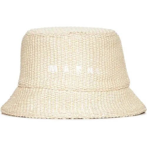 Embroidered Bucket Hat with Wicker Design , female, Sizes: M - Marni - Modalova