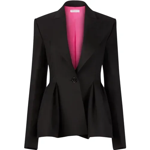 Wool Gabardine Peplum Blazer , female, Sizes: M, 2XL, L, XS, XL, 2XS, S - Nina Ricci - Modalova