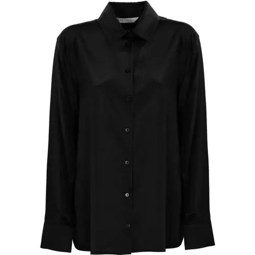 Schwarze Seidenbluse Langarm , Damen, Größe: M - Max Mara - Modalova