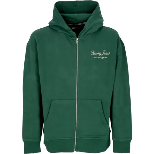 Grüne Zip Hoodie Luxus Stil , Herren, Größe: L - Tommy Hilfiger - Modalova