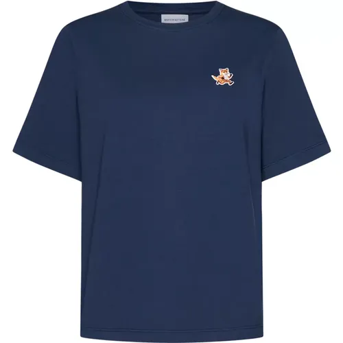 Fox Patch Casual T-shirt , female, Sizes: S - Maison Kitsuné - Modalova