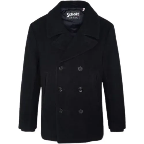 Dark Navy Woolen Caban Seacoat , male, Sizes: L, S, XL, 2XL, M - Schott NYC - Modalova