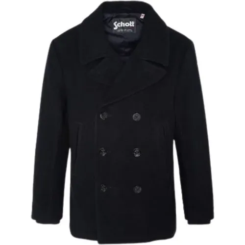 Dark Navy Woolen Caban Seacoat , male, Sizes: XL - Schott NYC - Modalova