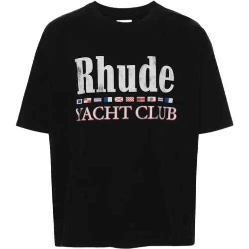 Schwarzes Flaggen Baumwoll T-Shirt - Rhude - Modalova