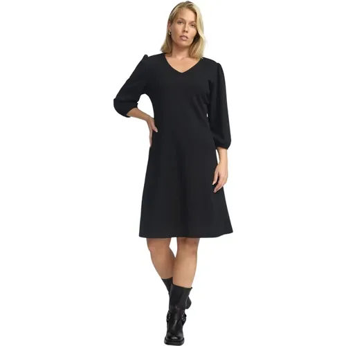 Elegant Dress with V-Neck , female, Sizes: 2XL, XL, L, M - 2-Biz - Modalova