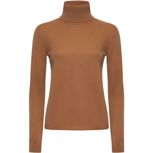 Sestri Camel Wool Cashmere Turtleneck Sweater , female, Sizes: L, M - Max Mara Studio - Modalova