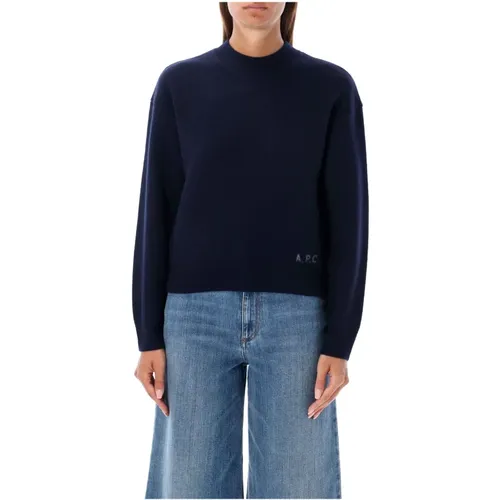 Navy Strick Esther Crew Neck Pullover , Damen, Größe: L - A.P.C. - Modalova