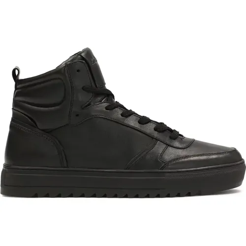 Schwarze Leder High Top Sneakers , Herren, Größe: 40 EU - Kazar - Modalova