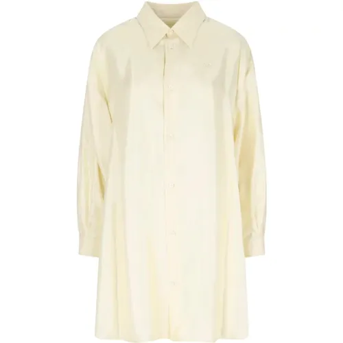 Midi Shirt Dress with Tonal Logo Print , female, Sizes: M, L, S - MM6 Maison Margiela - Modalova