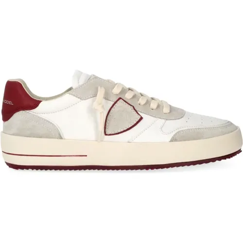 Italian Leather Sneakers with Suede Details , male, Sizes: 6 UK, 7 UK, 9 UK, 11 UK, 8 UK, 10 UK - Philippe Model - Modalova