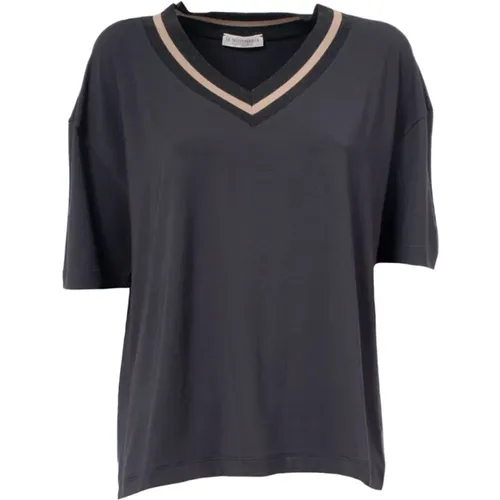 Short Sleeve Heart Neckline Top , female, Sizes: 3XL, 2XL - Le Tricot Perugia - Modalova