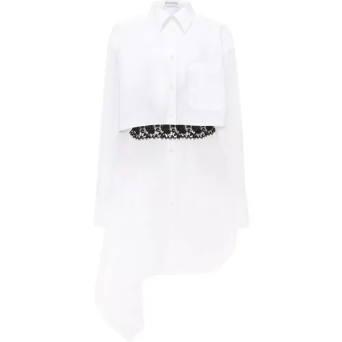 Lace Insert Shirt Dress , female, Sizes: S - JW Anderson - Modalova