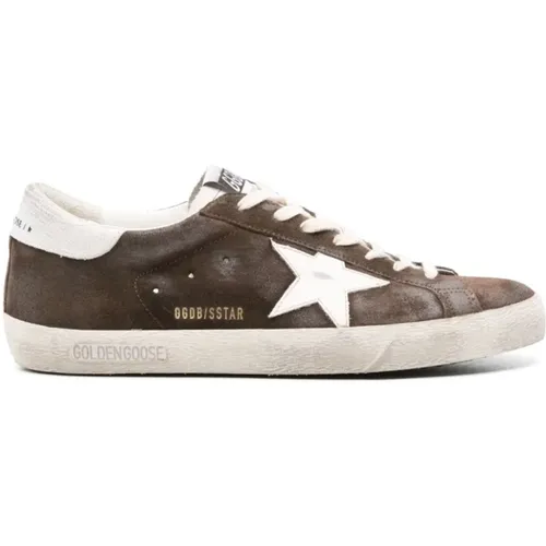 Braune Super Star Sneakers , Herren, Größe: 42 EU - Golden Goose - Modalova