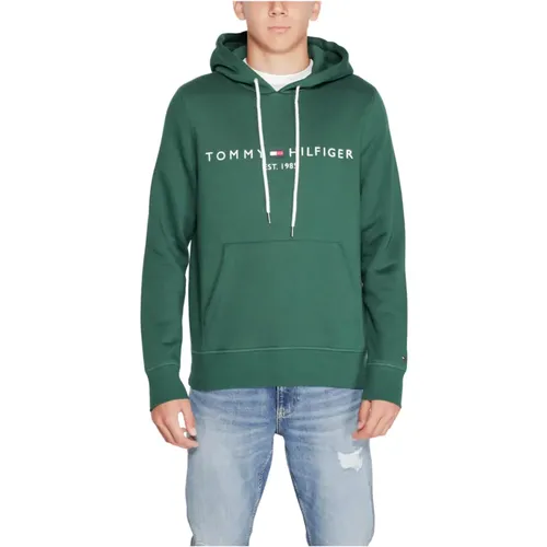 Grüner Bedruckter Kapuzenpullover Herren Herbst/Winter , Herren, Größe: 2XL - Tommy Hilfiger - Modalova