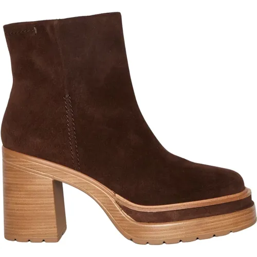Marrone Suede Ankle Boots , female, Sizes: 4 UK, 3 1/2 UK, 7 UK, 5 1/2 UK, 3 UK, 6 UK - Pons Quintana - Modalova