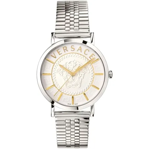 V-Essential Silver White Watch , male, Sizes: ONE SIZE - Versace - Modalova