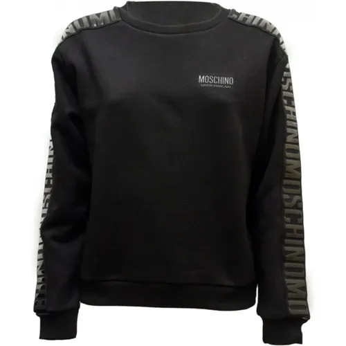 Ribbed Sweater with Logo Details , female, Sizes: L - Moschino - Modalova