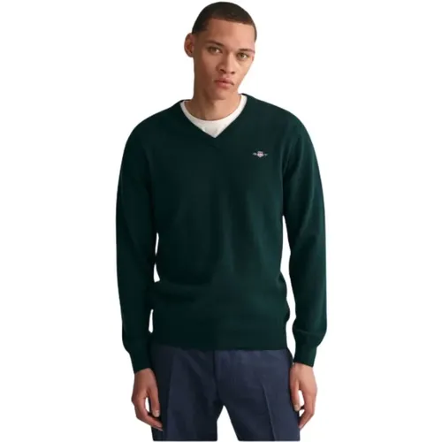 Ultra Fine Wool V-Neck Sweater , male, Sizes: S, L, 2XL, XL, M - Gant - Modalova