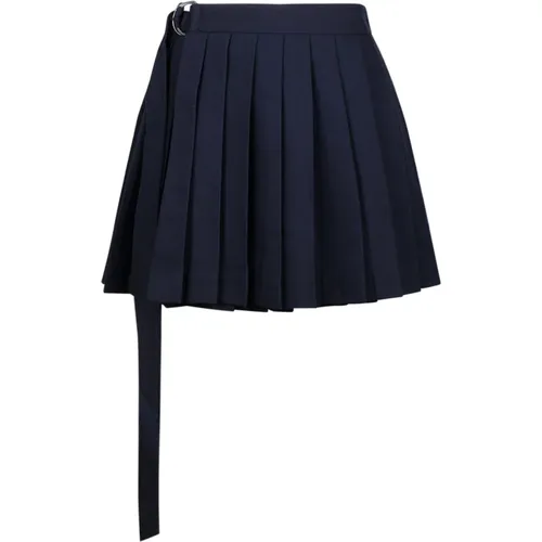 Navy Pleated Miniskirt , female, Sizes: 2XS - Ami Paris - Modalova