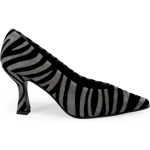 Zebra Print Wildleder Pumps Grauer Absatz - Sangiorgio - Modalova