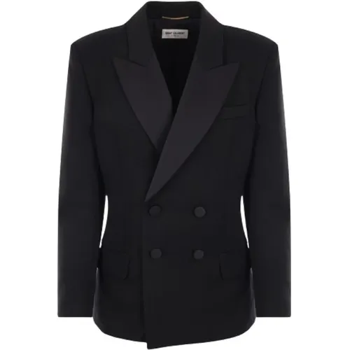 Double-Breasted Smoking Jacket , female, Sizes: L, M - Saint Laurent - Modalova