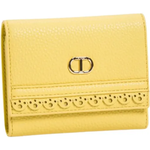 Gelbe Geldbörse mit Logo Clip Verschluss - Twinset - Modalova