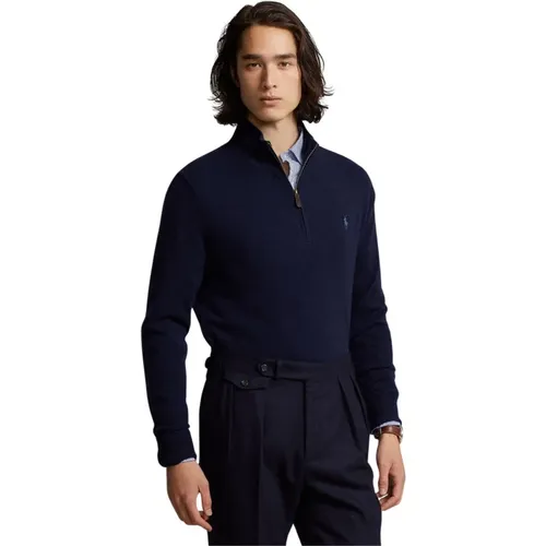 Marine Wool Quarter-Zip Sweater , male, Sizes: S, M - Ralph Lauren - Modalova