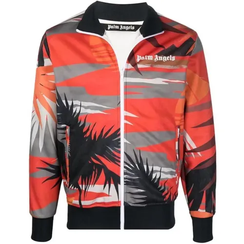 Printed Logo Jacket with Ribbed Trims , male, Sizes: XL - Palm Angels - Modalova