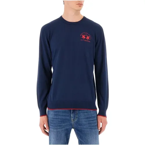 Navy Rundhals Pullover , Herren, Größe: 2XL - LA MARTINA - Modalova