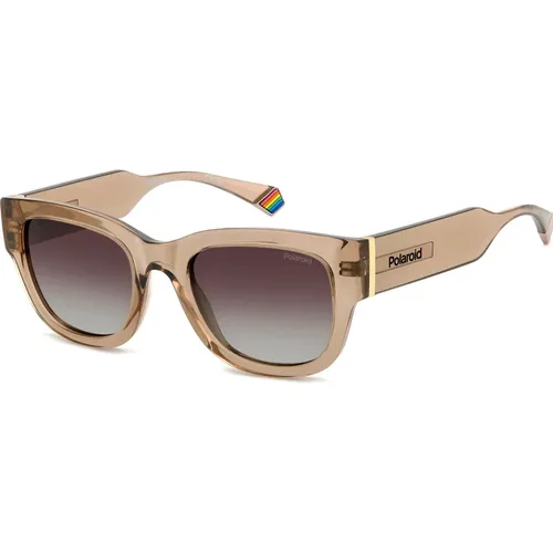 Beige Havana Sonnenbrille Braun Polarisiert , Damen, Größe: 51 MM - Polaroid - Modalova