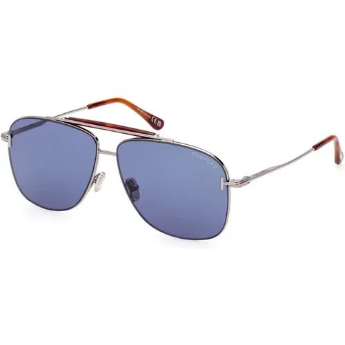 Jaden Sunglasses - Light Ruthenium/Blue , unisex, Sizes: 60 MM - Tom Ford - Modalova