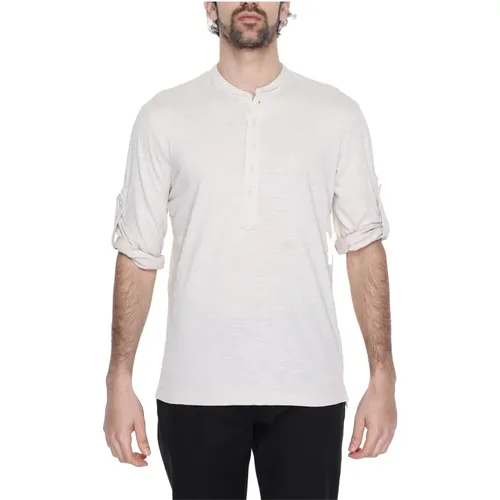 Mandarin Collar Cotton T-Shirt with Button Fastening , male, Sizes: L, S, M, XL, 2XL - Antony Morato - Modalova
