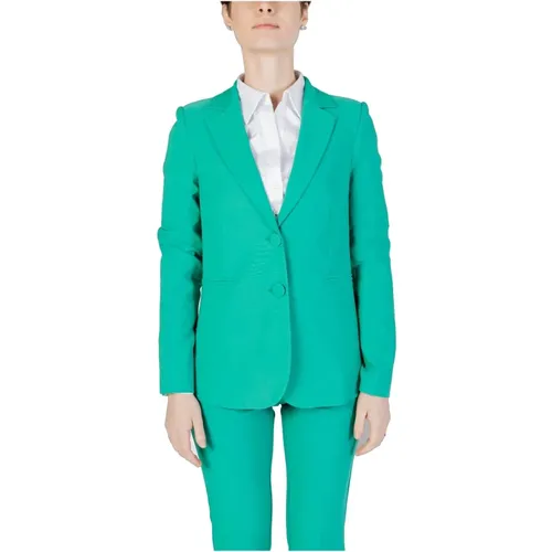 Grüner V-Neck Blazer , Damen, Größe: L - Sandro Ferrone - Modalova