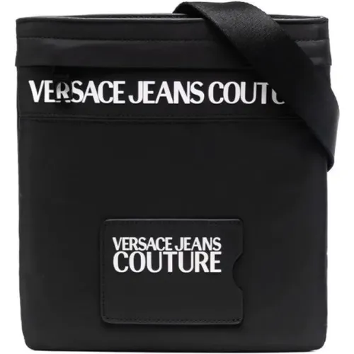 Men Nylon Shoulder Bag with Front Zip Pocket , male, Sizes: ONE SIZE - Versace Jeans Couture - Modalova
