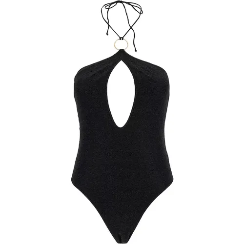 Schwarzer Badeanzug mit Neckholder , Damen, Größe: M - Oseree - Modalova