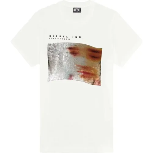 Graphic Face Men`s Cotton T-Shirt , male, Sizes: XL, L - Diesel - Modalova